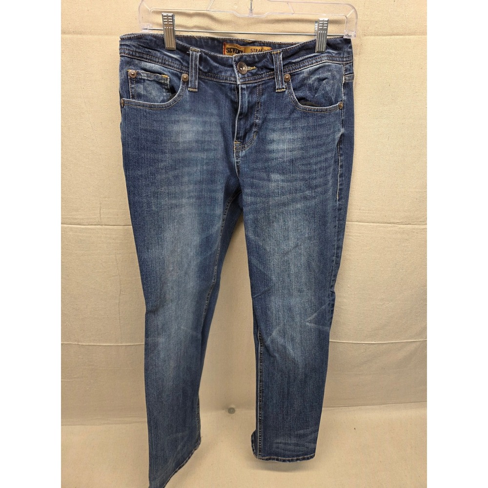 Seven7 Premium Denim Co Mens Straight Fit Jeans Blue Medium Wash W30 L30